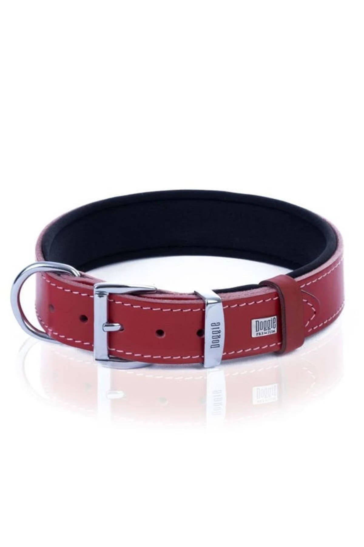 Doggie Comfort Deri Nazar Boncuklu Köpek Boyun Tasması Large Kırmızı 4x57-65 Cm