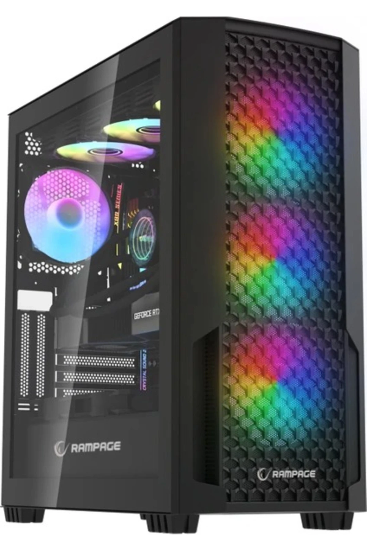 RAMPAGE SHELOB Mesh Panel Tempered Camlı 4*ARGB INFINITY FAN+HUB Gaming Kasa