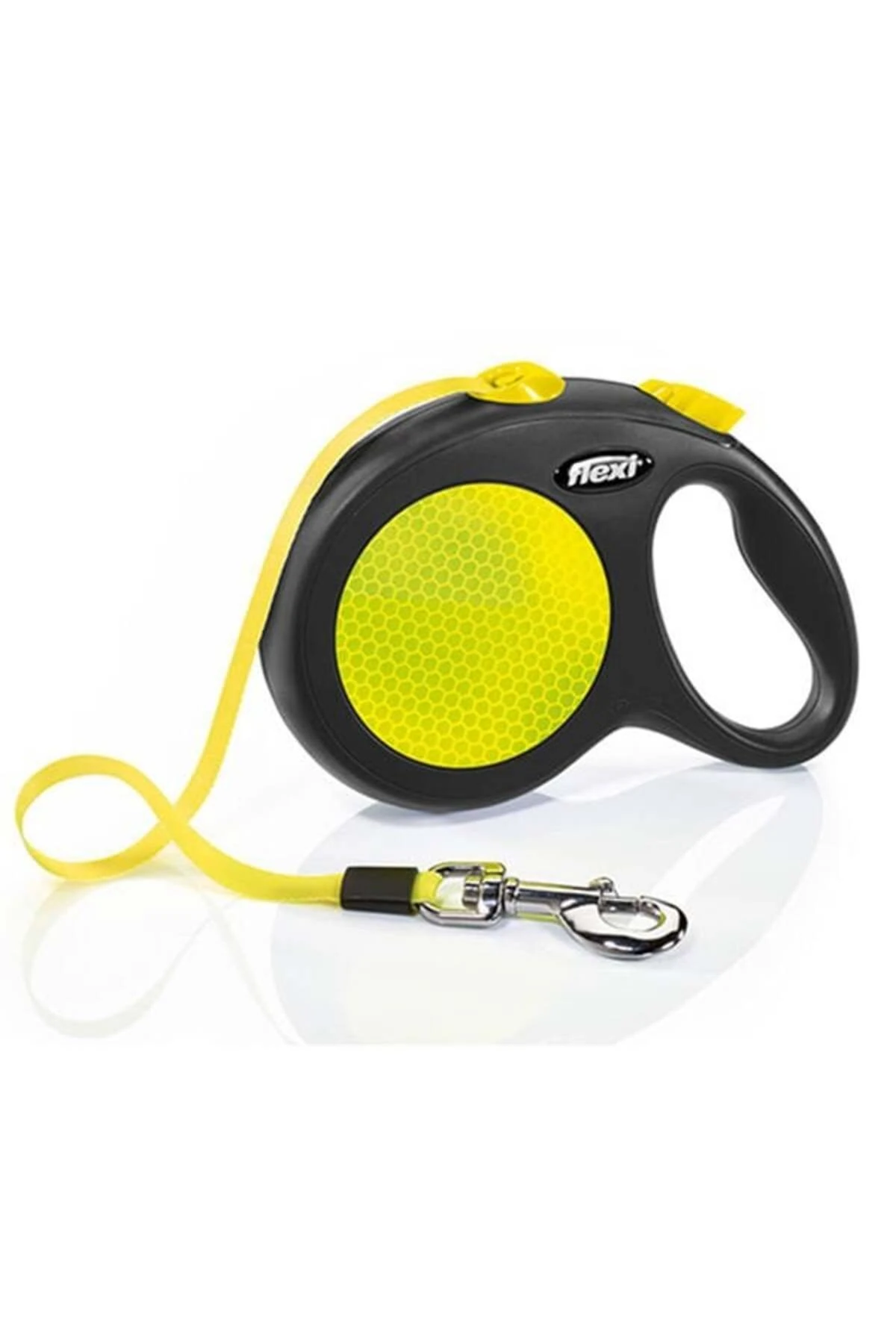 Flexi Neon Reflektörlü Şerit Otomatik Köpek Gezdirme Tasması Large Siyah 5 Mt