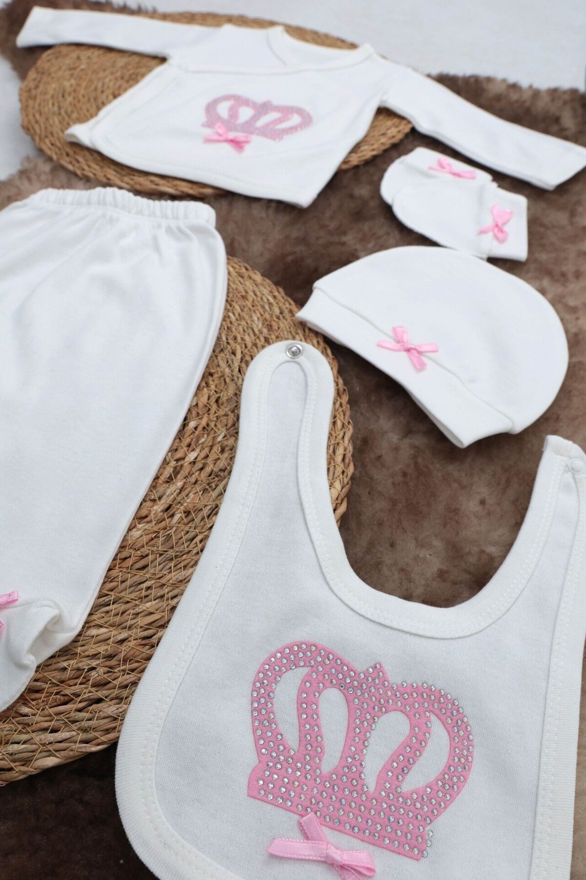 5 Parça Hastane Çıkışı Zıbın Seti 0-3 Ay - Princess