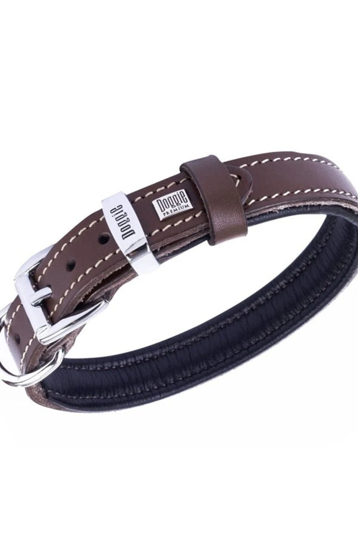 Doggie Comfort Deri Nazar Boncuklu Köpek Boyun Tasması Medium Kahverengi 2x35-40 Cm