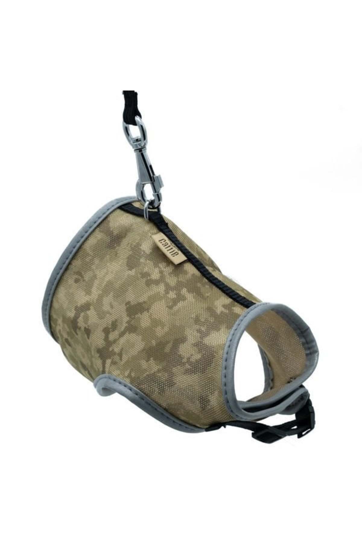Cattie Havalı Dokuma Kedi Göğüs ve Gezdirme Takımı Medium Kamuflaj 1x25-35 Cm