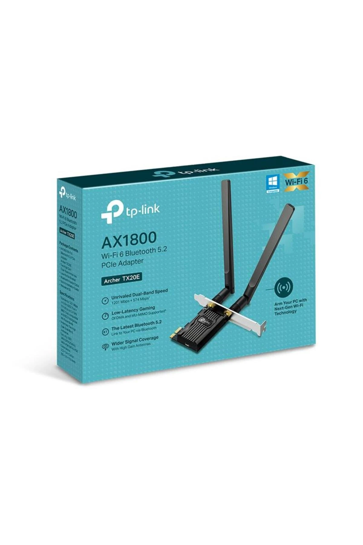 TP-LINK ARCHER TX20E AX1800 WI-FI 6 BLUETOOTH 5.2 PCIE ADAPTOR