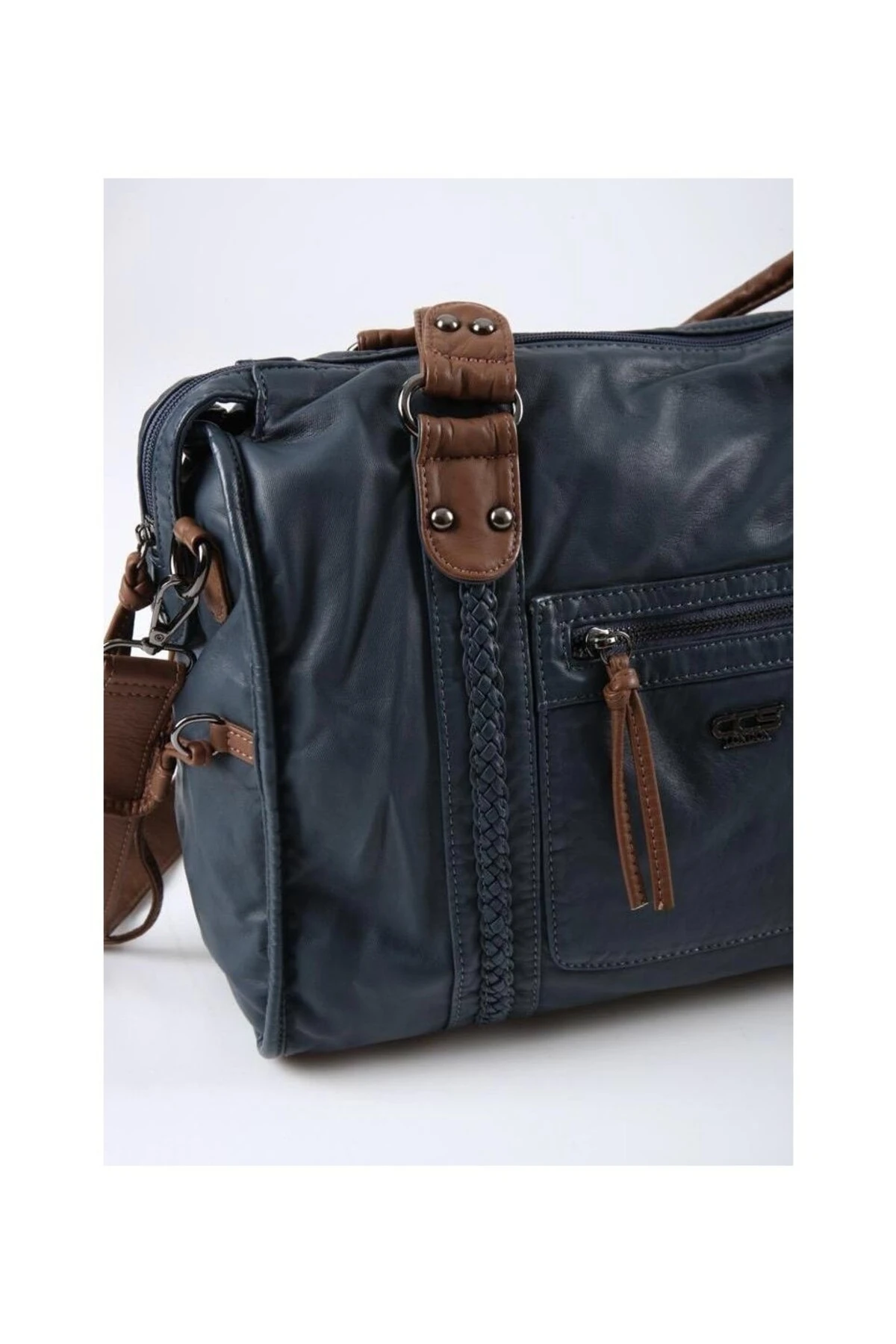 Muert Mavi Cilt Omuz Askılı El Çantası