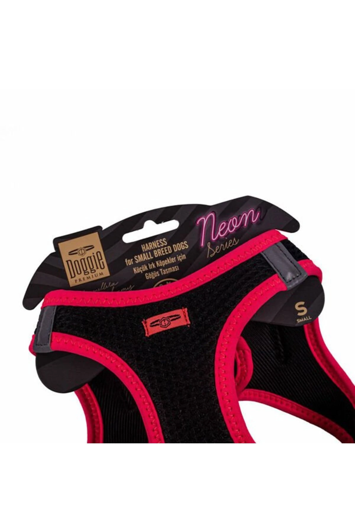 Doggie Havalı Dokuma Neon Küçük Irk Köpek Göğüs Tasması Small Pembe 32-38 Cm