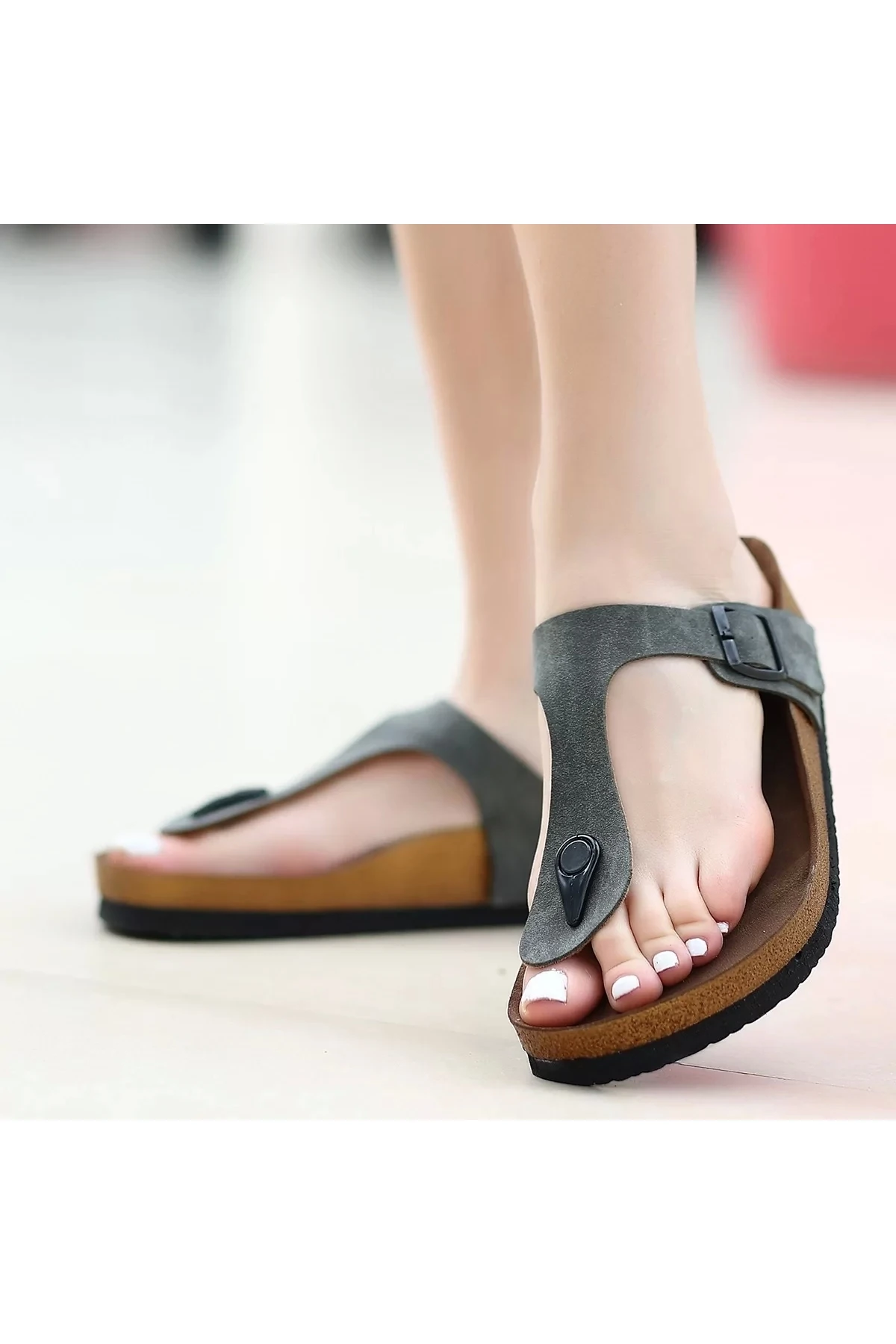 Aksar Haki Yeşil Nubuk Parmak Arası Terlik