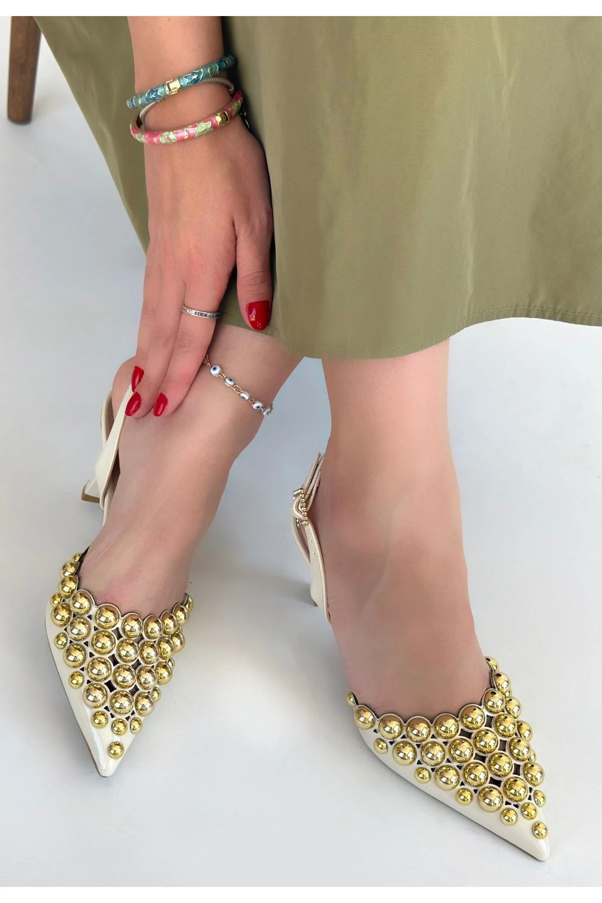 eyesof Makay Bej Rugan Topuklu Ayakkabı