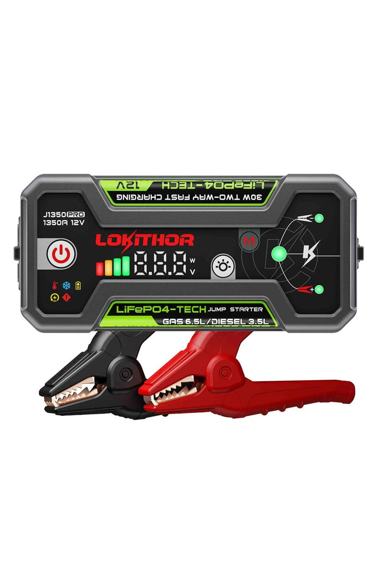 Lokithor J1350PRO 12V 1350Amp LiFePO4 Akıllı Akü Takviye + Powerbank + Led Lamba