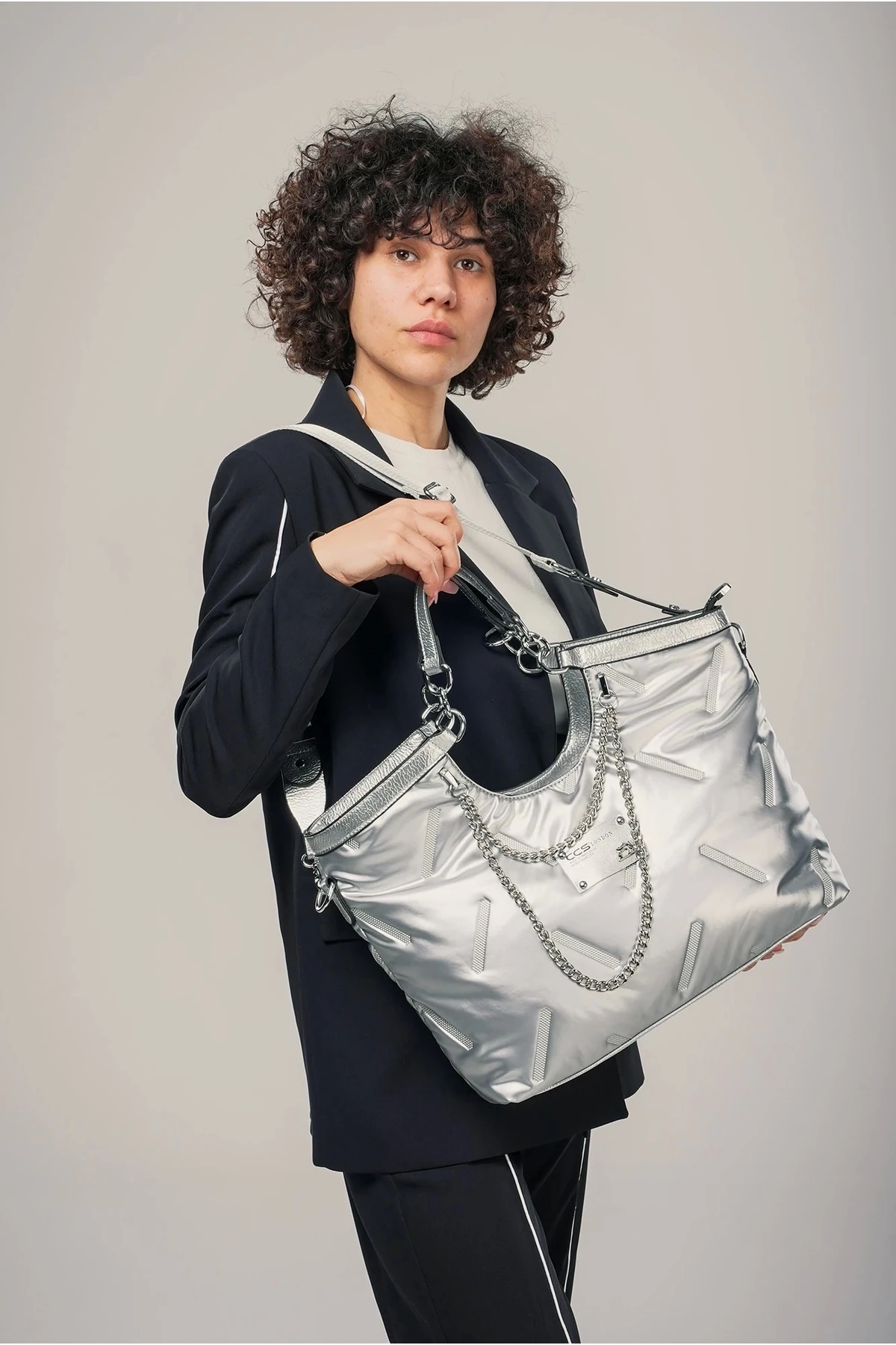 Enya Gri Cilt Omuz Çantası