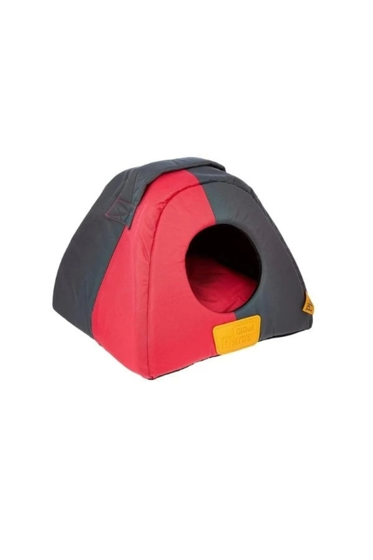 Üçgen Kanvas Kumaş Kedi Ve Küçük Irk Köpek Yatağı Kırmızı/siyah 40x40x33 Cm