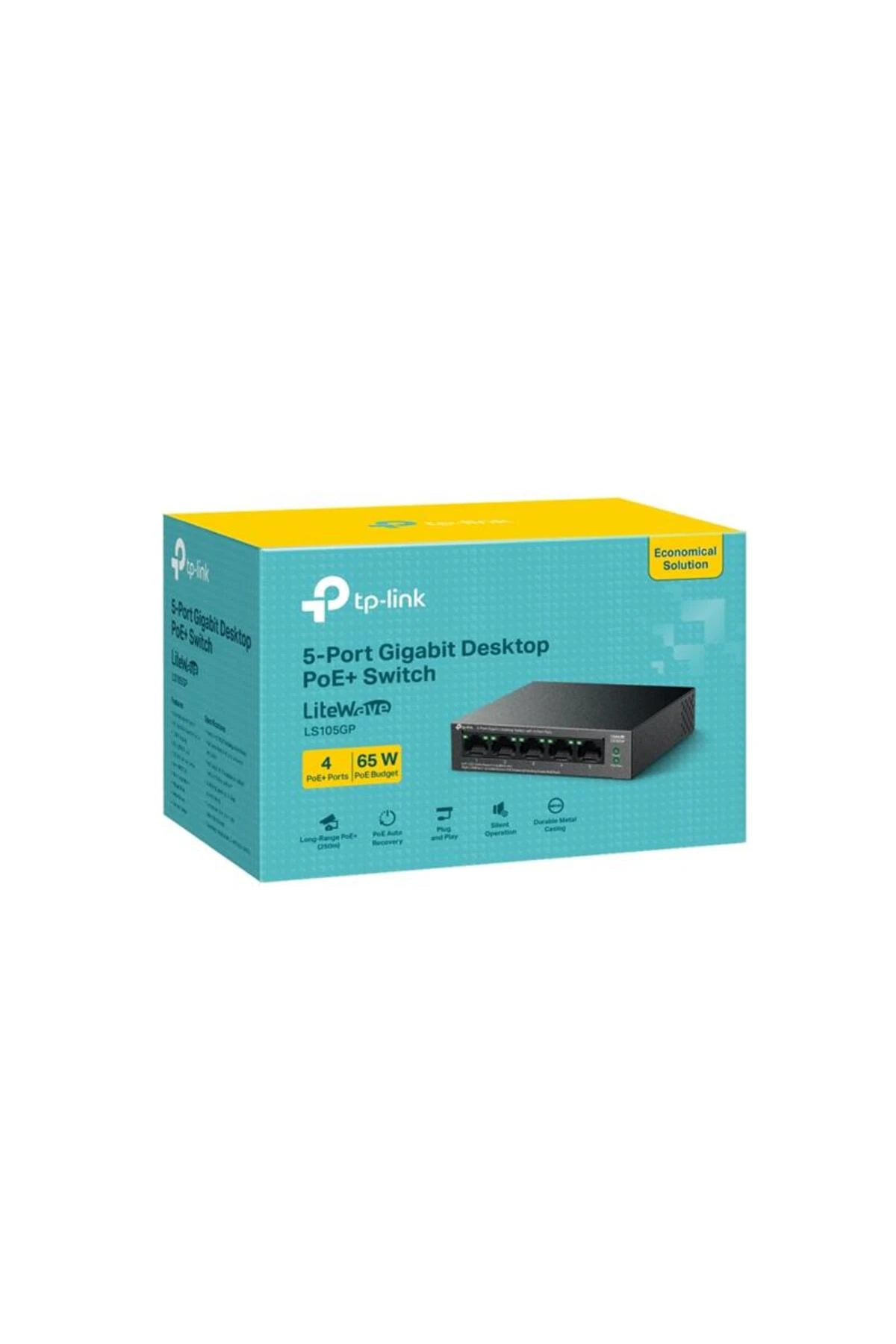TP-LINK LS105GP 4 PORT GIGABIT + 1 PORT RJ45 UPLINK POE 65W 250 METRE POE MESAFE METAL KASA SWITCH