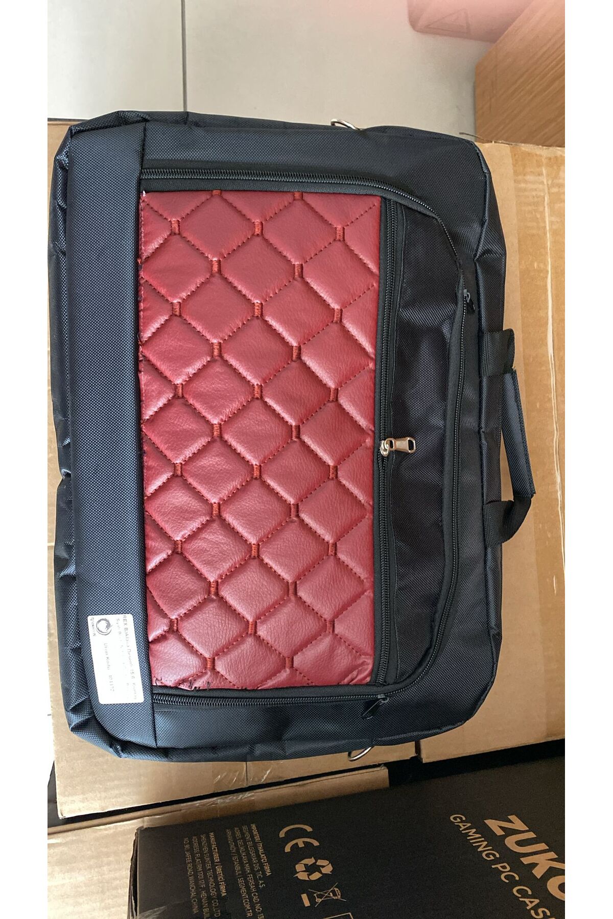 REX Baklava Desenli 15,6 Kumaş Siyah-Bordo Notebook Çantası Bilgisayar