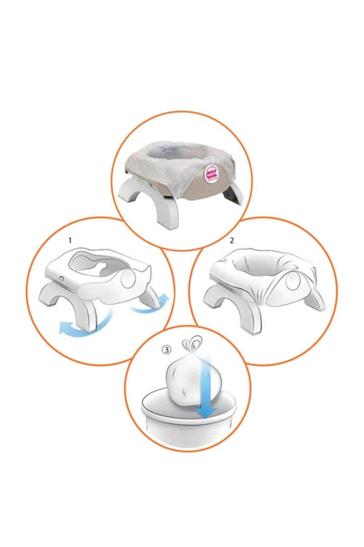 Roady Katlanabilir Oturak & Klozet Adaptörü / A.Gri