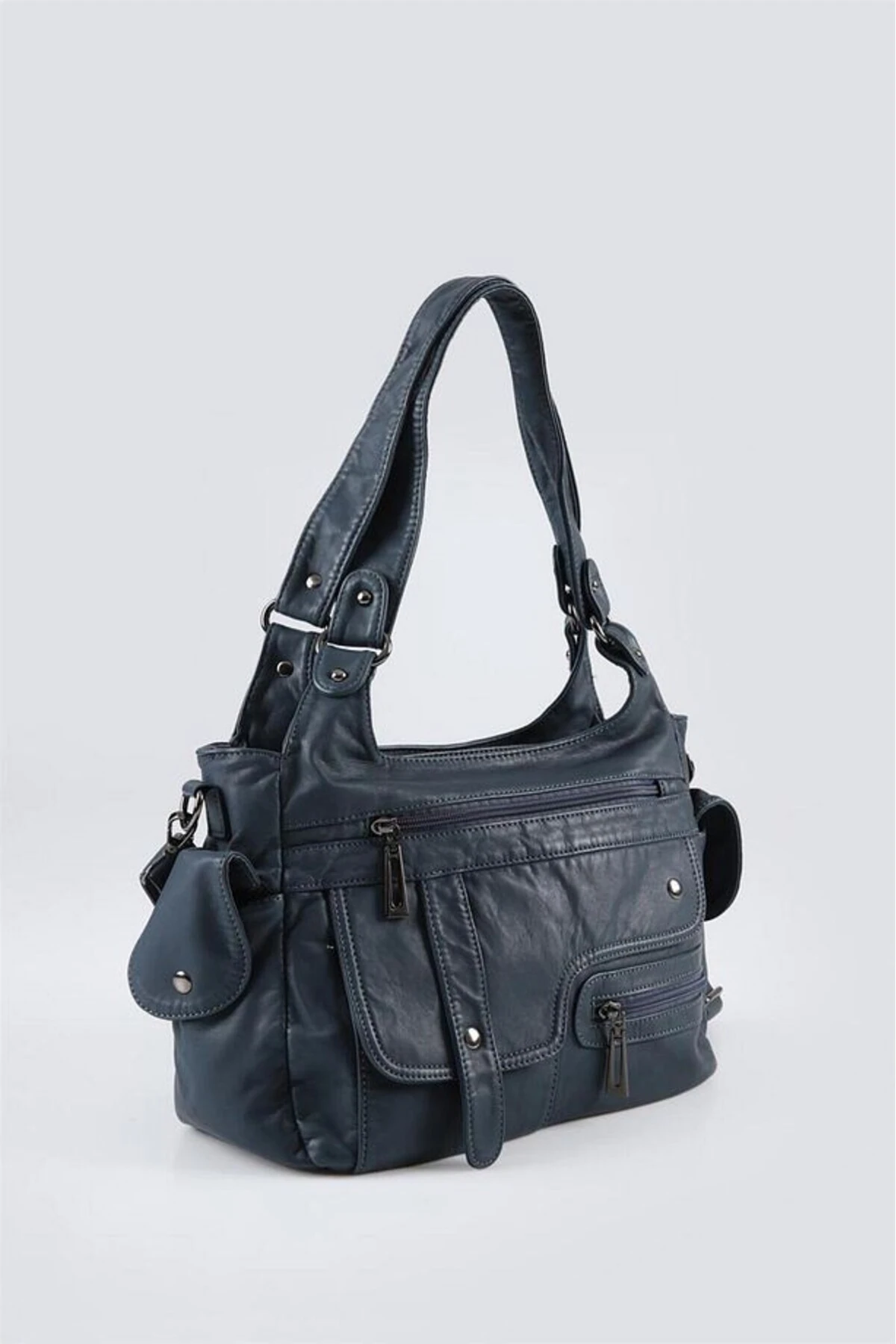 eyesof Pyser Mavi Cilt Omuz Çantası