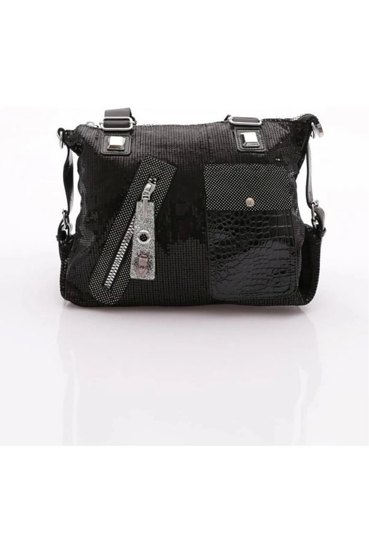 Merli Siyah Cilt Omuz Çantası