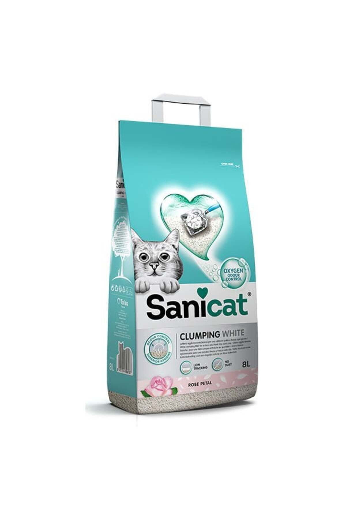 Sanicat Clunping White Gül Kokulu Topaklanan Kedi Kumu 8 Lt