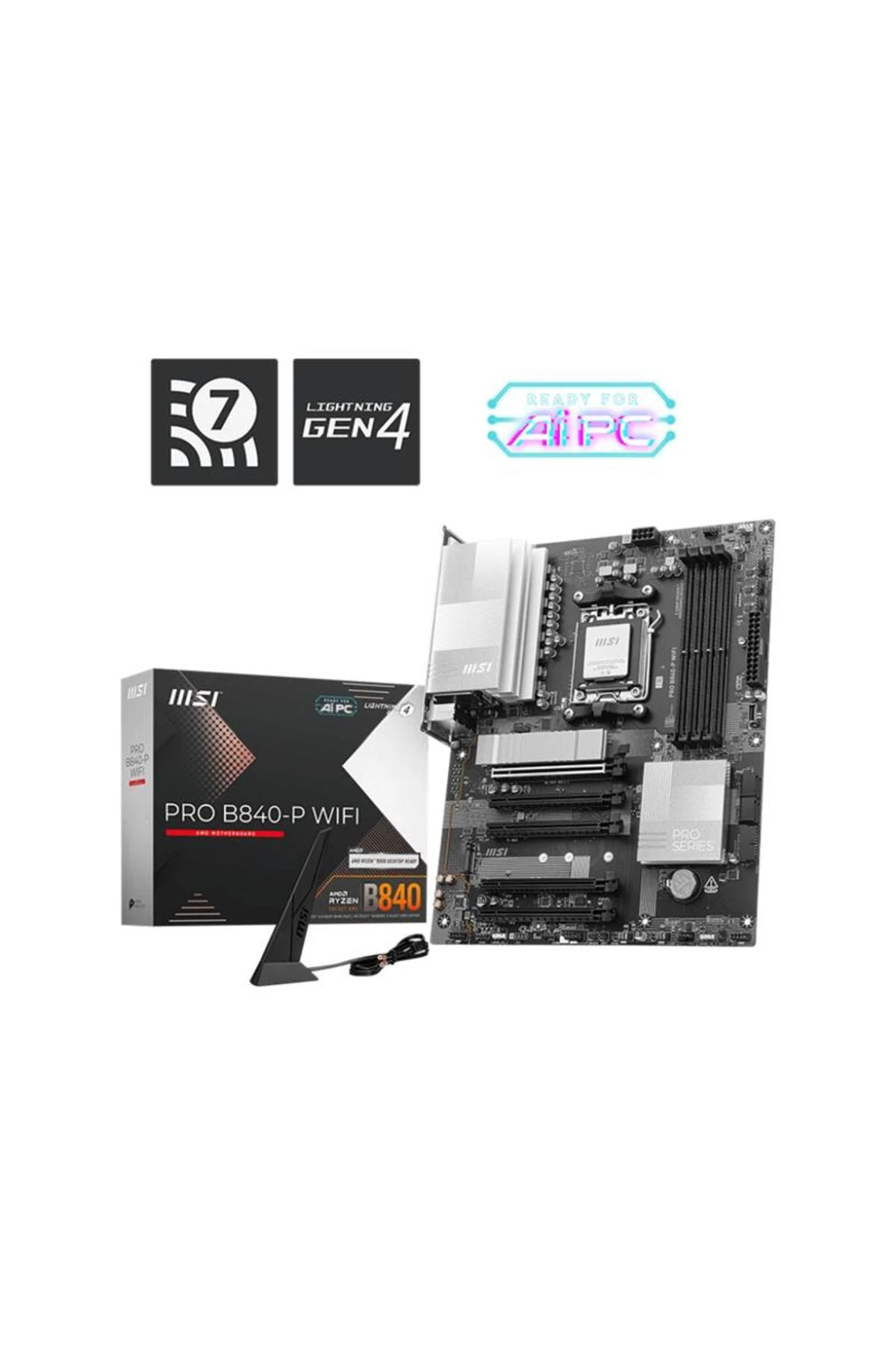 MSI PRO B840-P WIFI DDR5 8000MT/S 1XHDMI 2XM.2 ATX AM5 (AMD AM5 9000/8000/7000 SERİLERİ İLE UYUMLU)