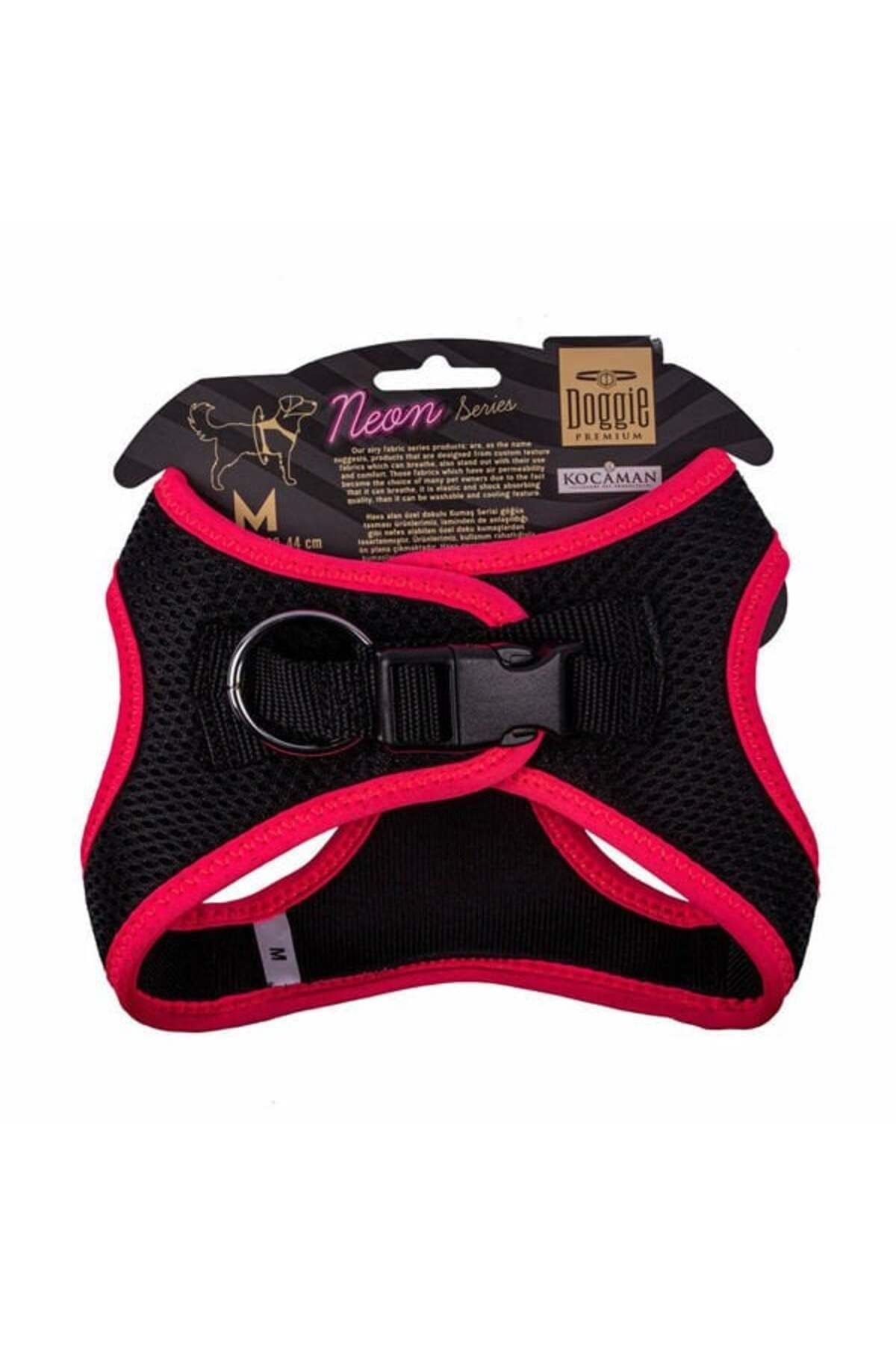 Doggie Havalı Dokuma Neon Küçük Irk Köpek Göğüs Tasması Medium Pembe 38-44 Cm