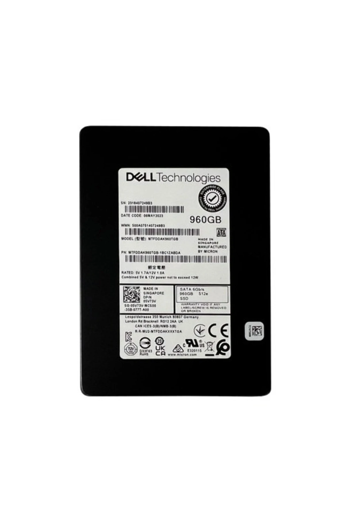 DELL 2.5 5V73V 960GB SATA III 6.0 Gpbs SERVER SSD MTFDDAK960TGB-1BC1ZABDA