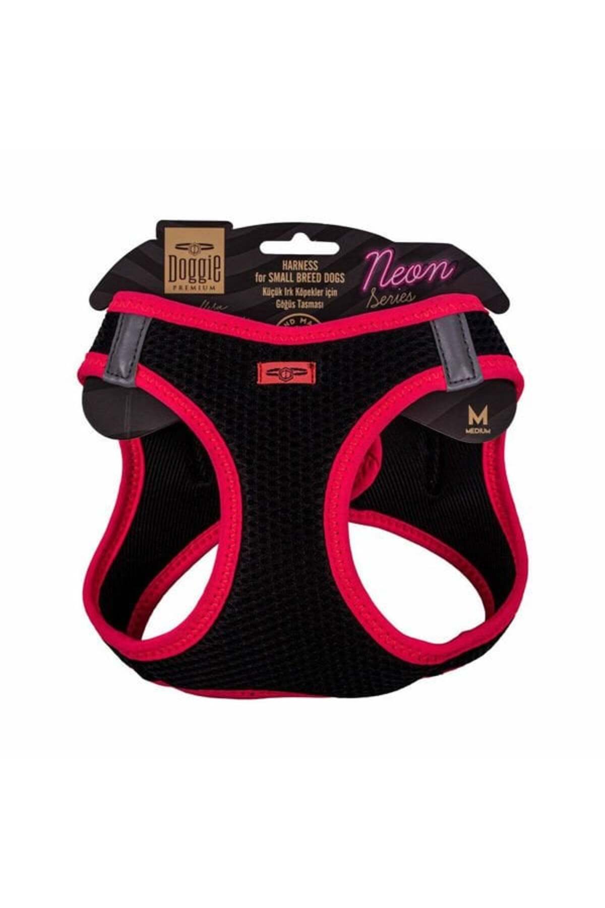 Doggie Havalı Dokuma Neon Küçük Irk Köpek Göğüs Tasması Medium Pembe 38-44 Cm