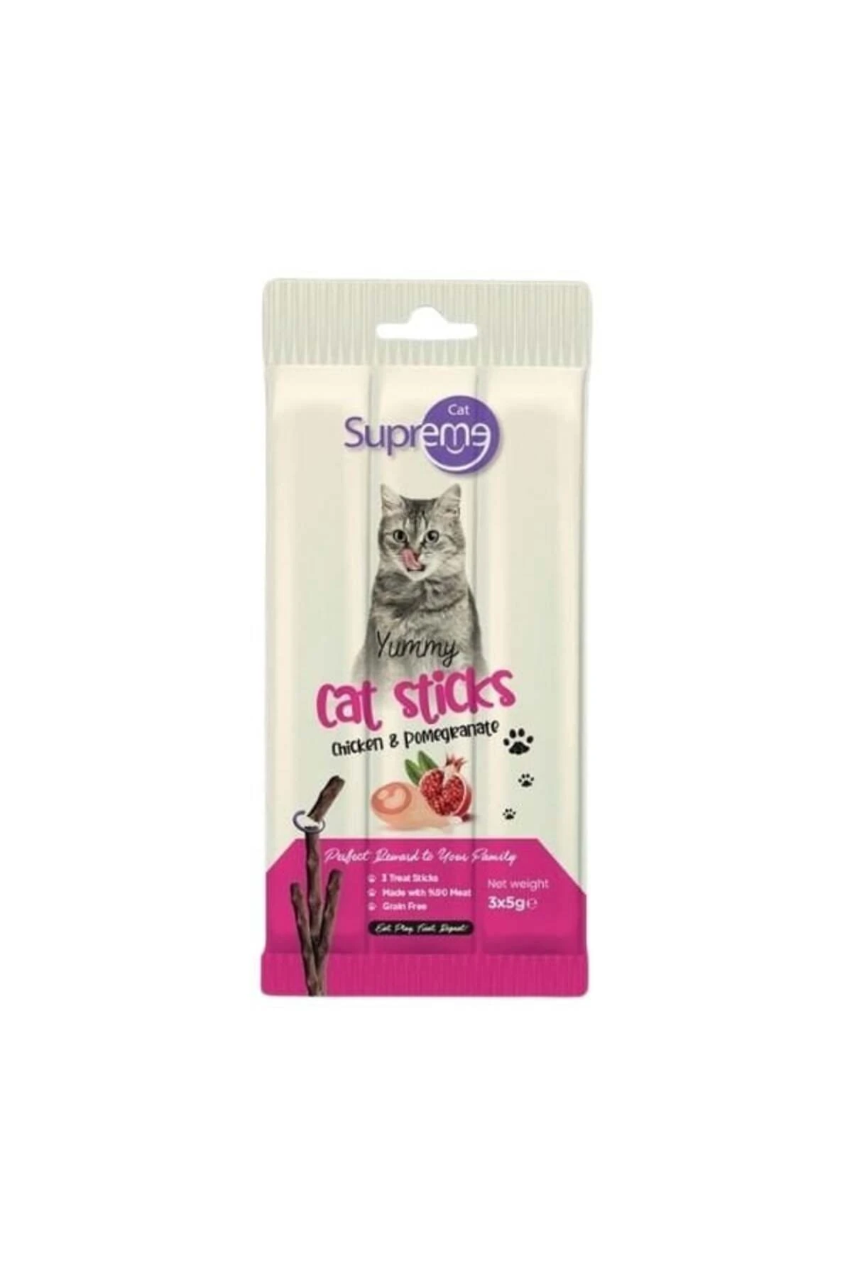 Supreme Cat Tavuklu ve Narlı Stick Kedi Ödül Maması 3x5 Gr