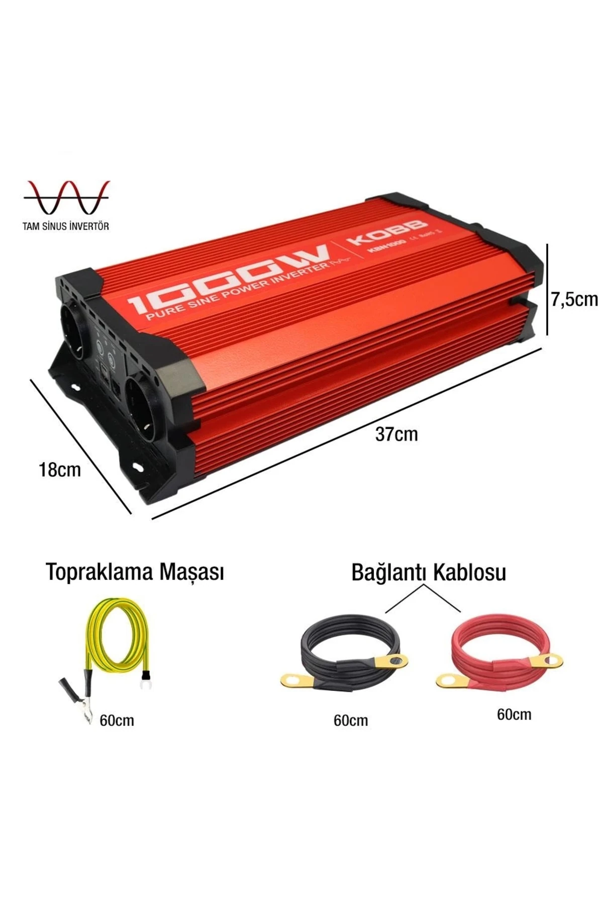 KBN1000 12V/220V 1000Watt Tam Sinüs Dönüştürücü İnvertör
