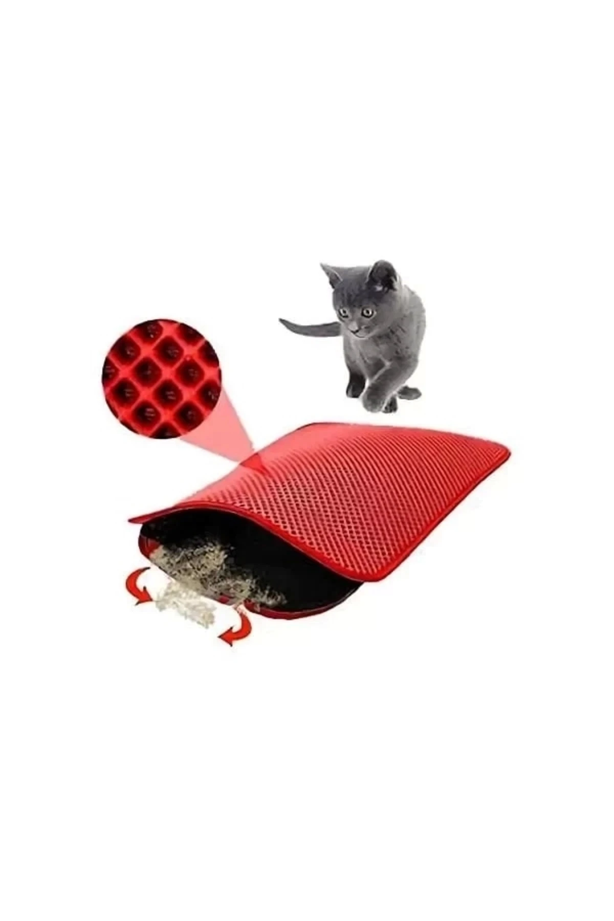 Petpretty Elekli Kedi Tuvaleti Paspası 50x60 Cm Kırmızı