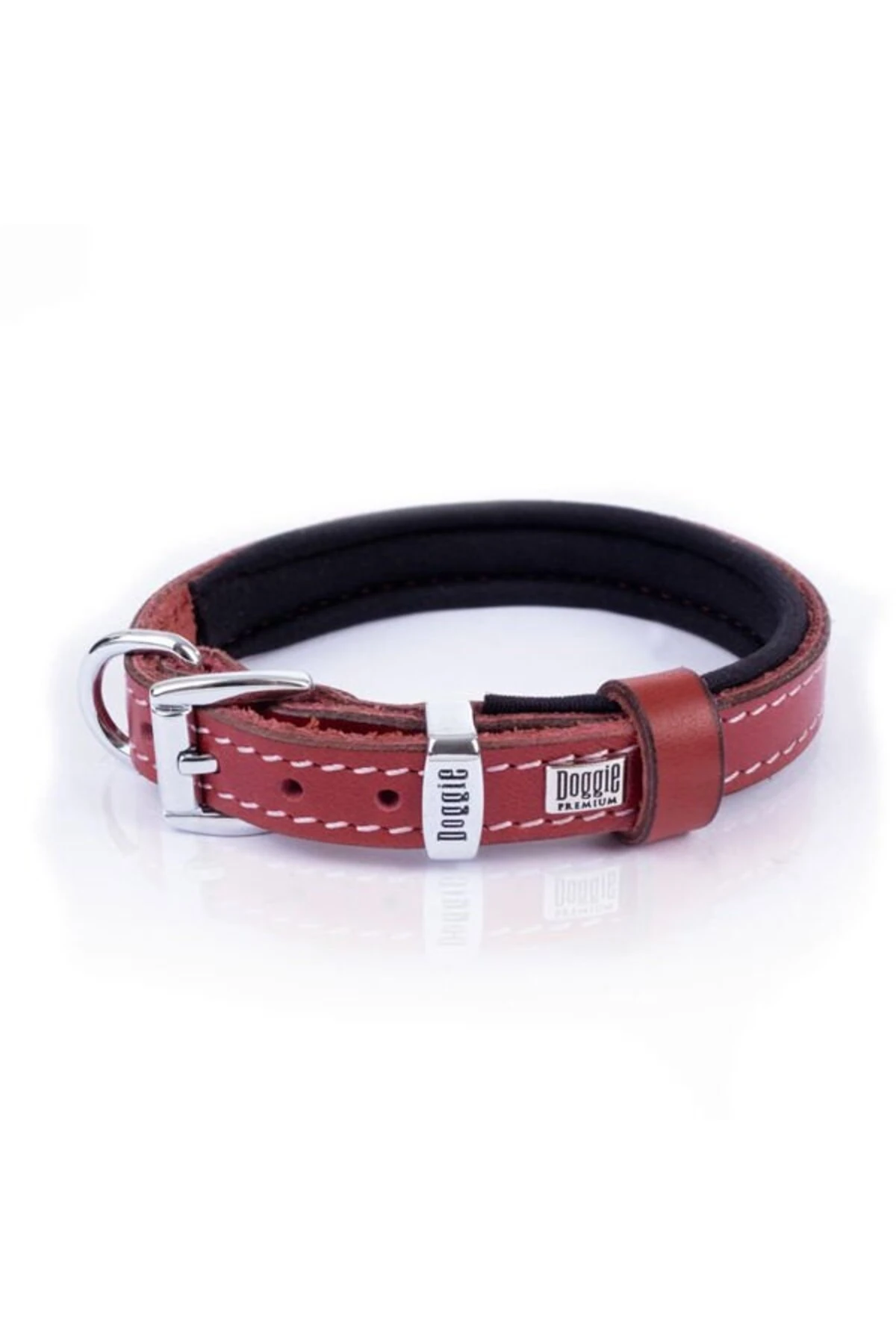 Doggie Konfor Deri Köpek Boyun Tasması Medium Kırmızı 1.5x25-30 Cm