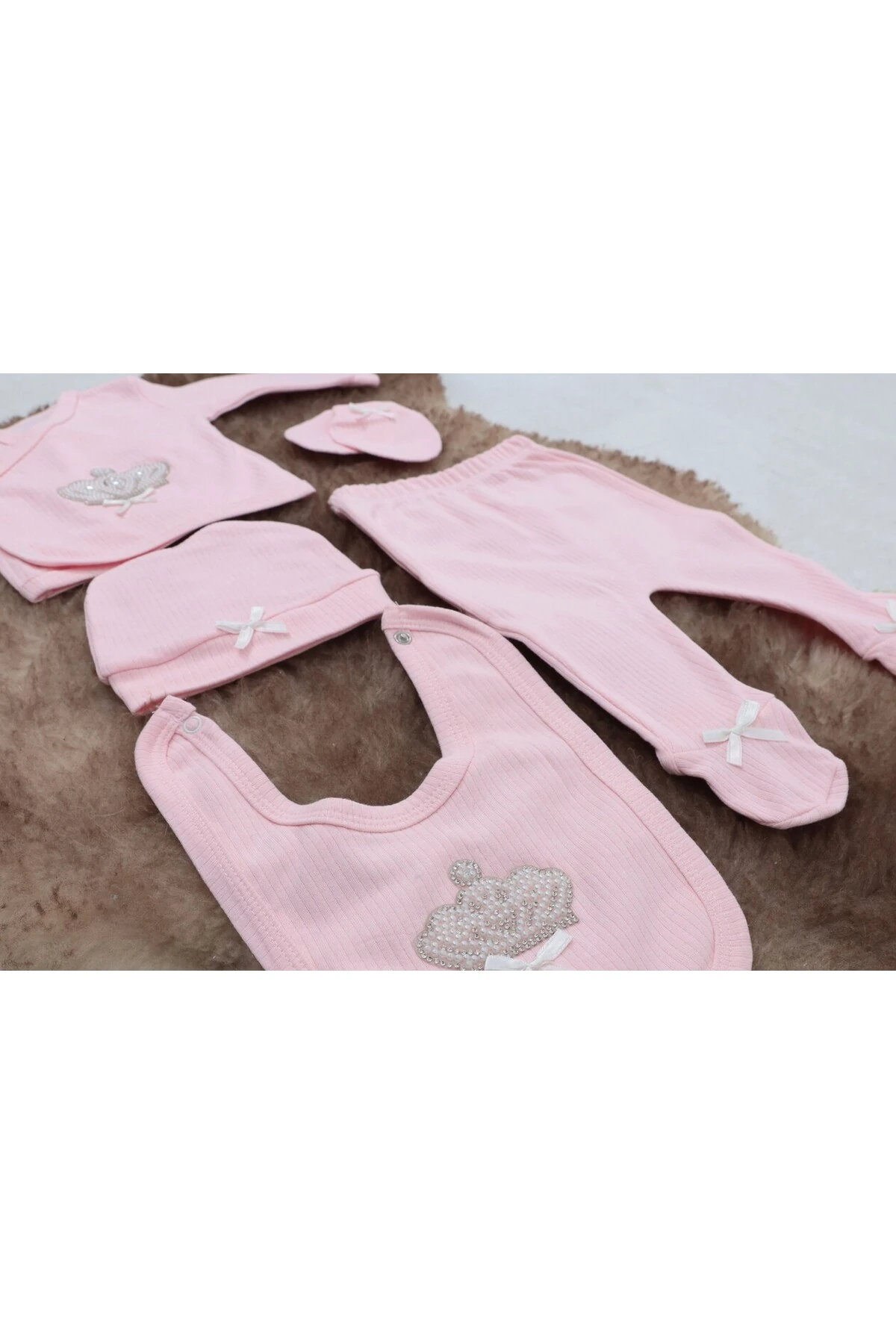 5 Parça Hastane Çıkışı Zıbın Seti 0-3 Ay - Queen