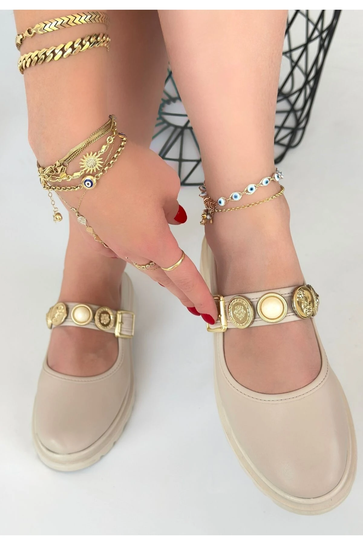 eyesof Okira Bej Cilt Oxford Ayakkabı