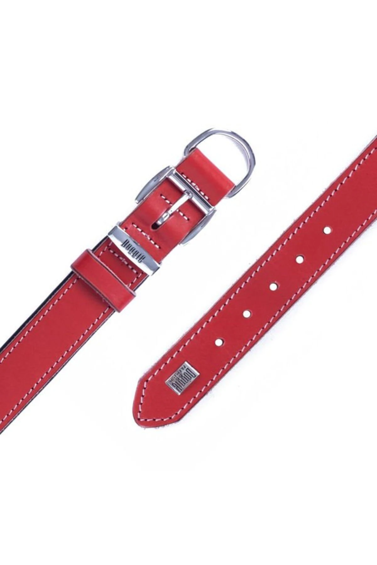 Doggie Konfor Deri Köpek Boyun Tasması Medium Kırmızı 3x42 50 Cm