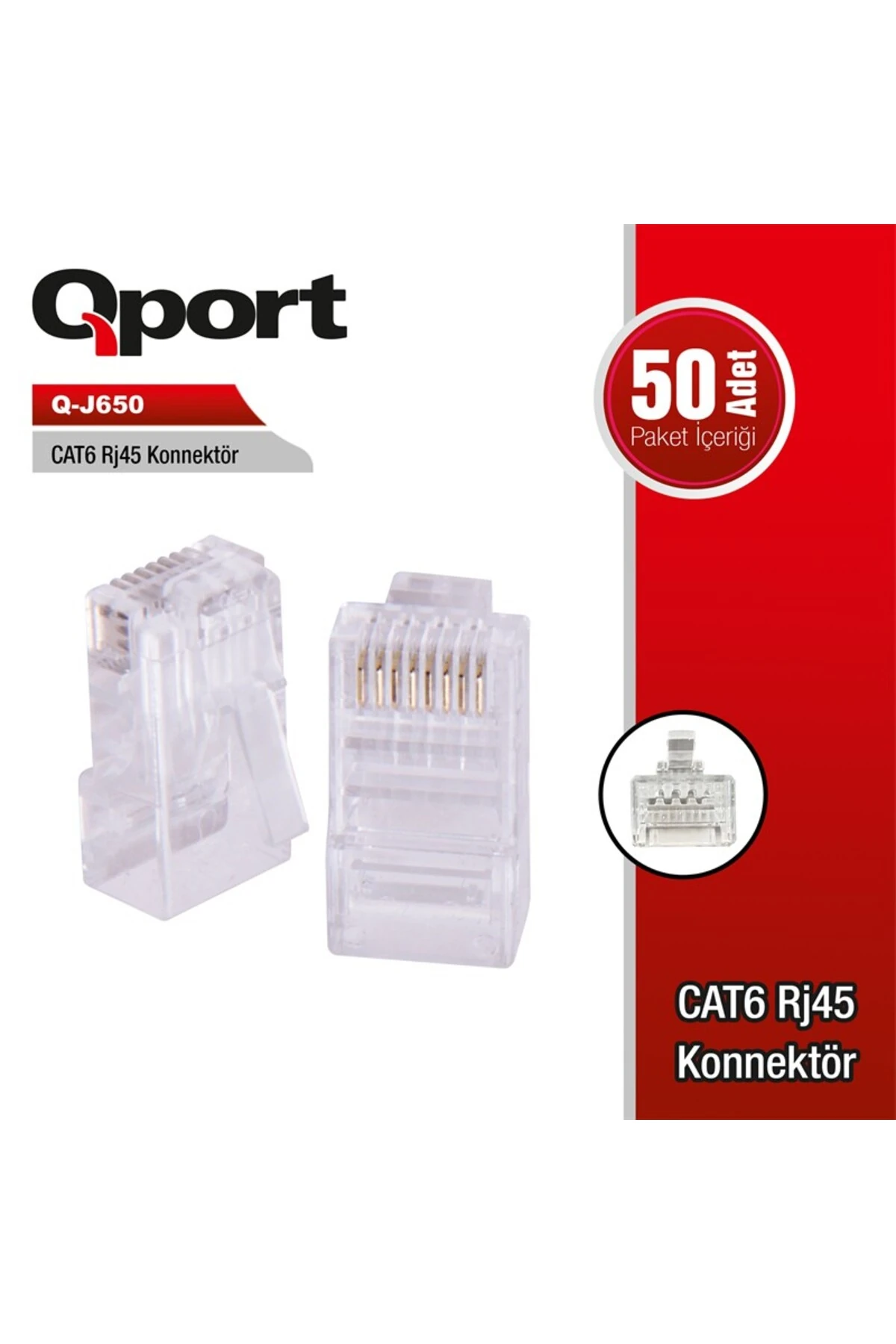 QPORT Q-J650 CAT6 50 LİK RJ-45 KONNEKTÖR
