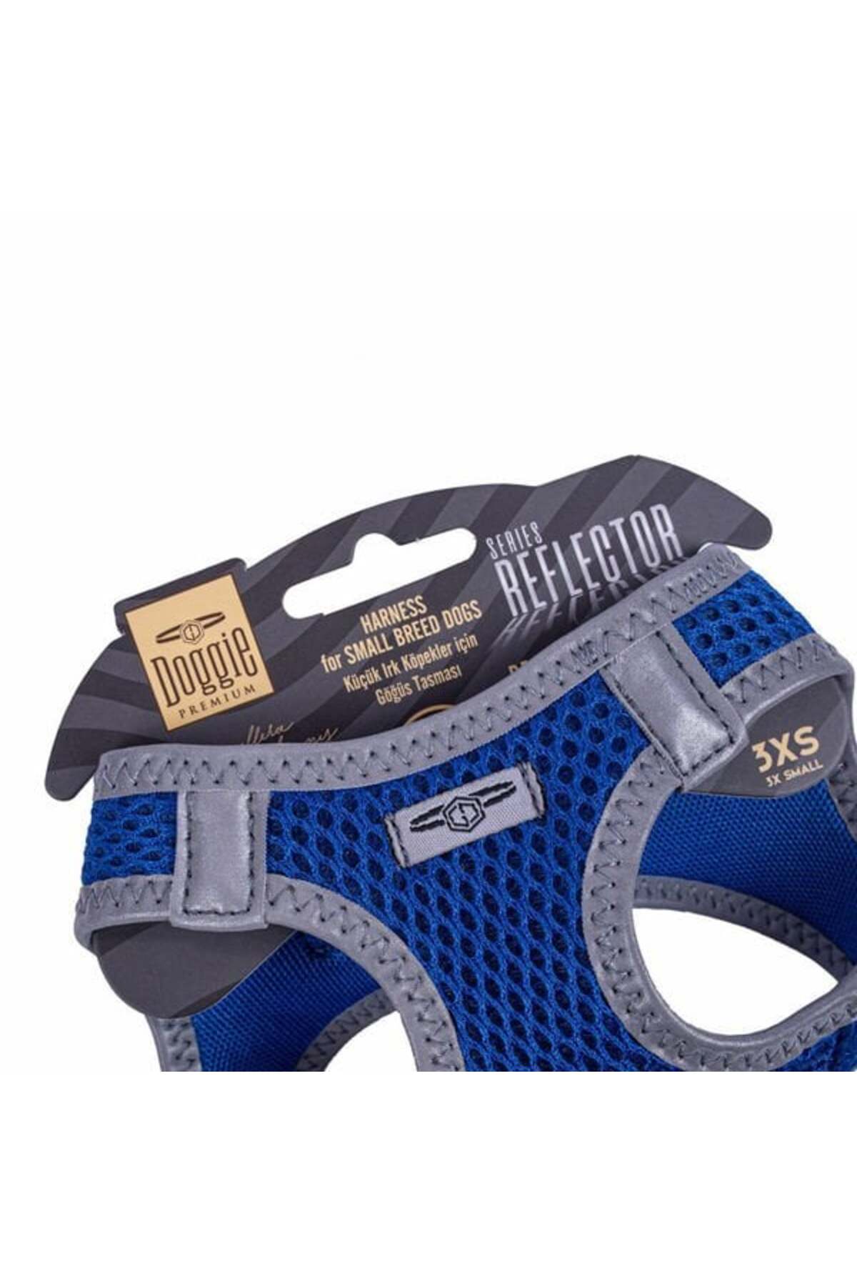 Doggie Havalı Dokuma Reflektör Küçük Irk Köpek Göğüs Tasması Xxxsmall Mavi 22-26 Cm