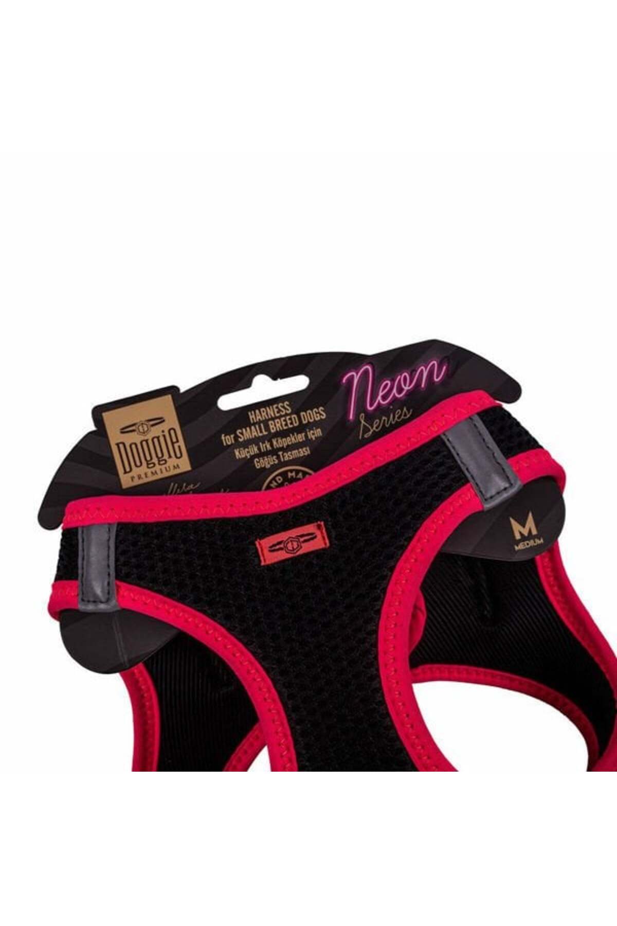 Doggie Havalı Dokuma Neon Küçük Irk Köpek Göğüs Tasması Medium Pembe 38-44 Cm