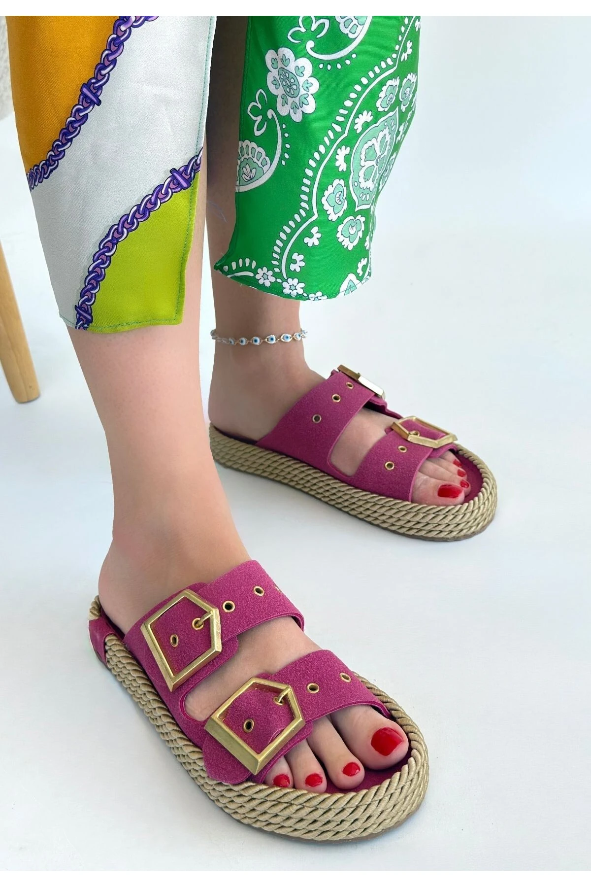 Bemy Çarşı Loera Pemba Nubuk Çift Tokalı Terlik