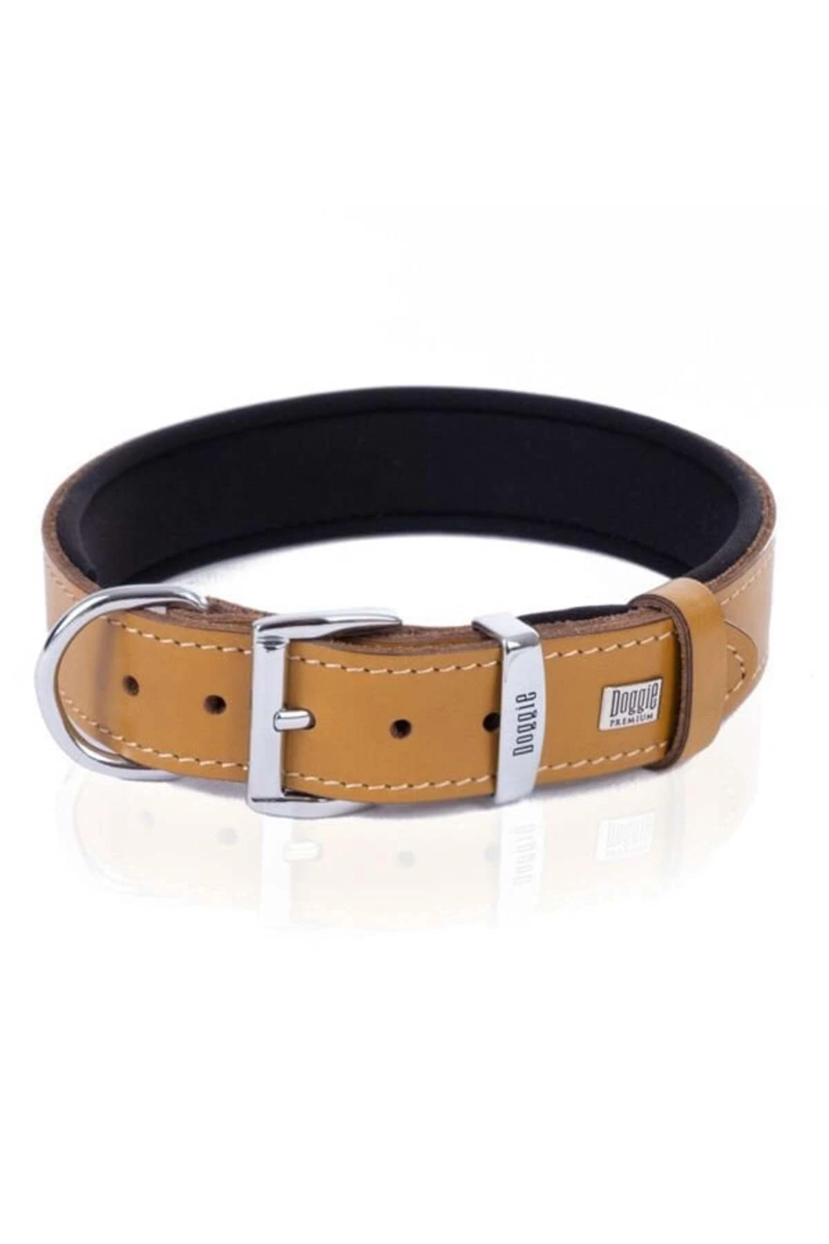 Doggie Konfor Deri Köpek Boyun Tasması Large Camel 3.5x52-60 Cm