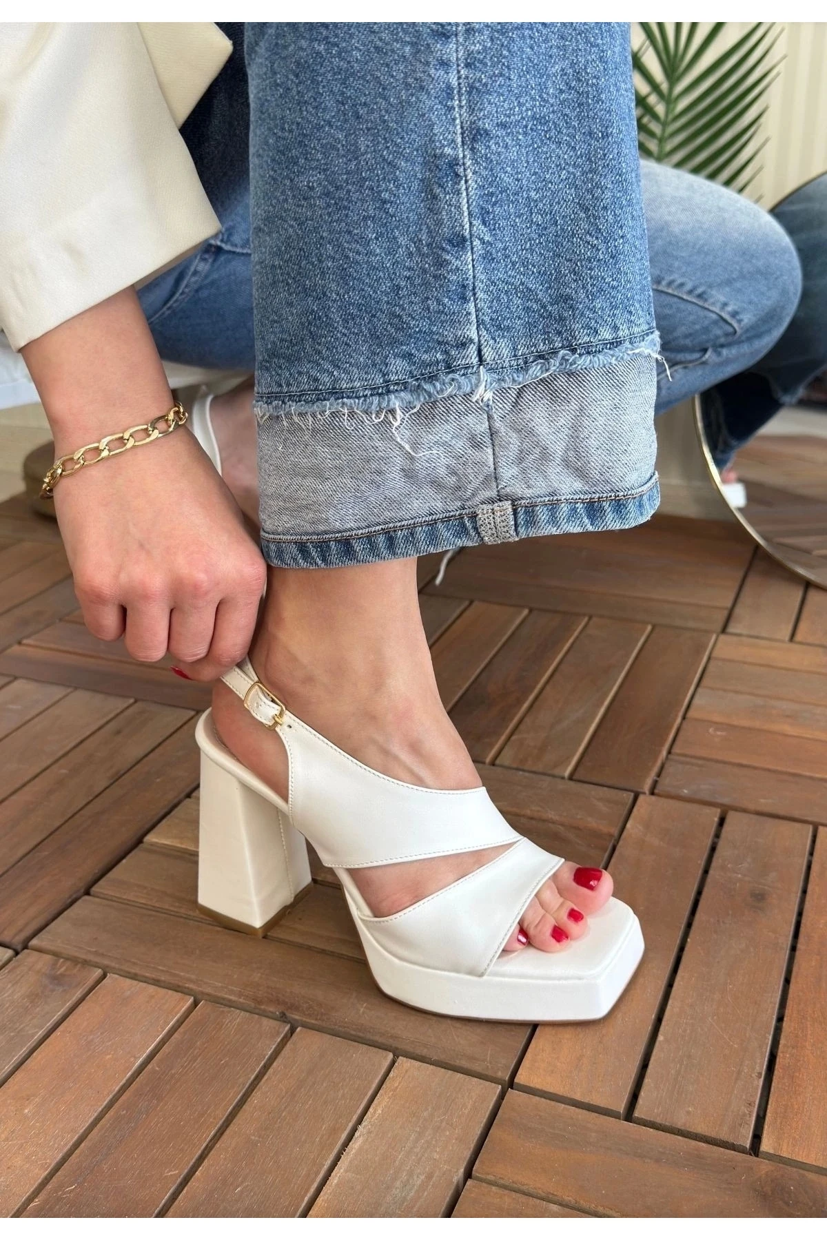 Cica Beyaz Cilt Kadın Topuklu Ayakkabı