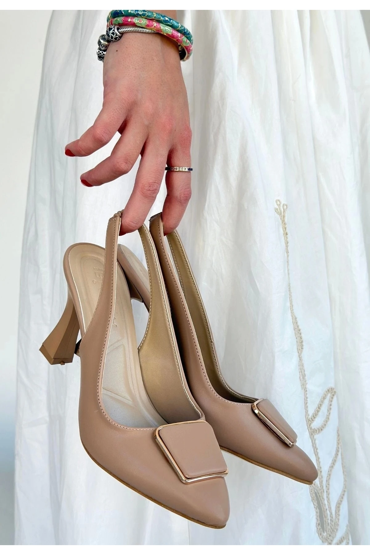 eyesof Pıert Nude Cilt Topuklu Ayakkabı