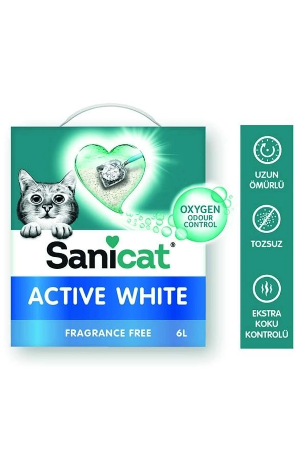 Sanicat Active White Ultra Topaklanan Doğal Kedi Kumu 6 Lt