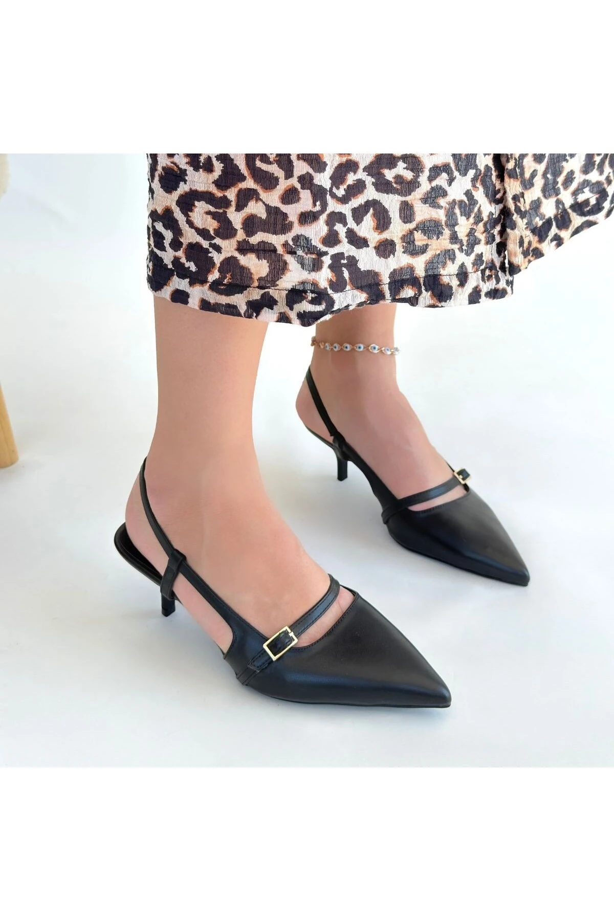 eyesof Darina Siyah Cilt Topuklu Ayakkabı