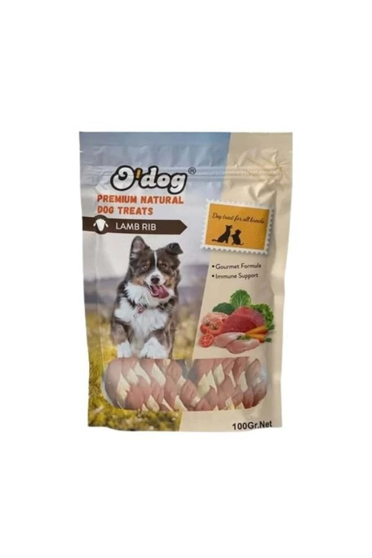 O Dog Kuzu Eti Parçacıklı Sargılı Köpek Ödül Maması 100 Gr