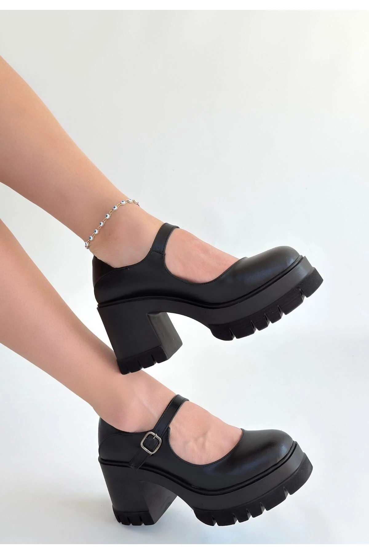 Dlor Siyah Cilt Dolgu Topuk Ayakkabı