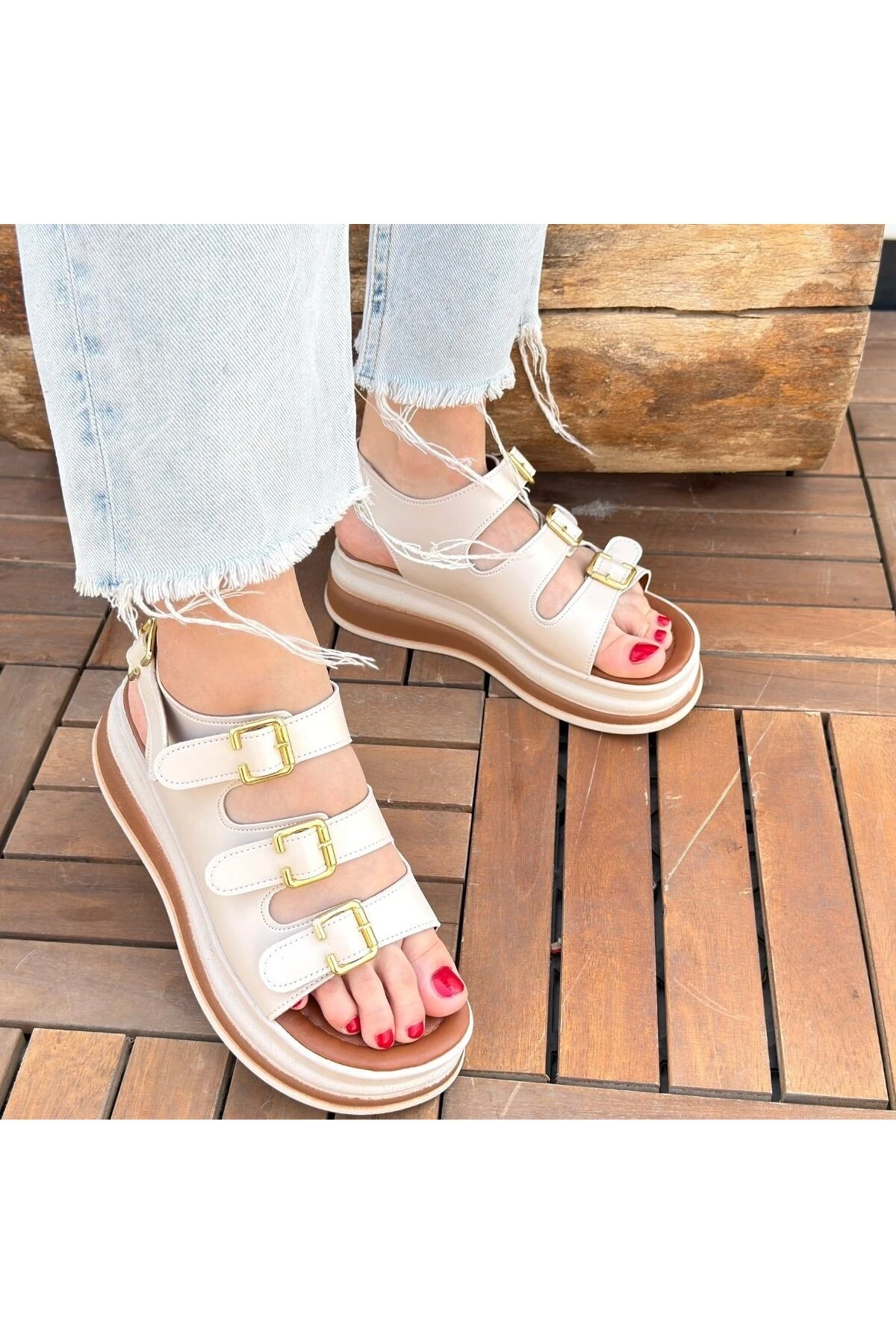 eyesof Jatay Bej Cilt Sandalet