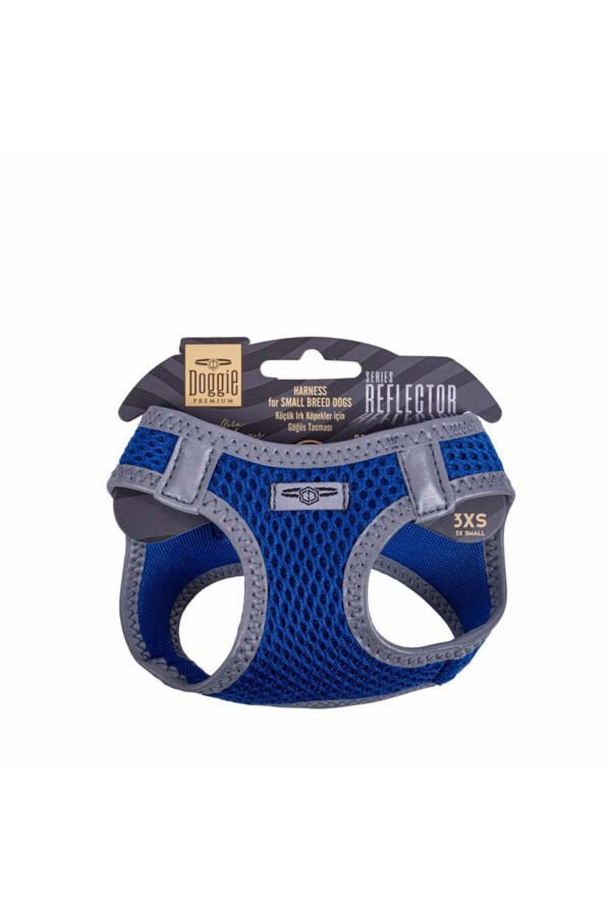 Doggie Havalı Dokuma Reflektör Küçük Irk Köpek Göğüs Tasması Xxxsmall Mavi 22-26 Cm