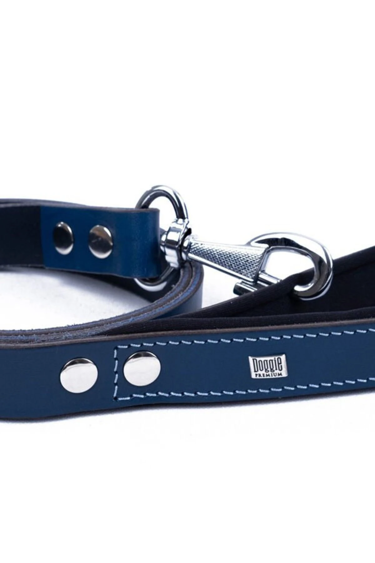 Doggie Konfor Deri Köpek Gezdirme Tasması Medium Royal Mavi 2.5x120 Cm