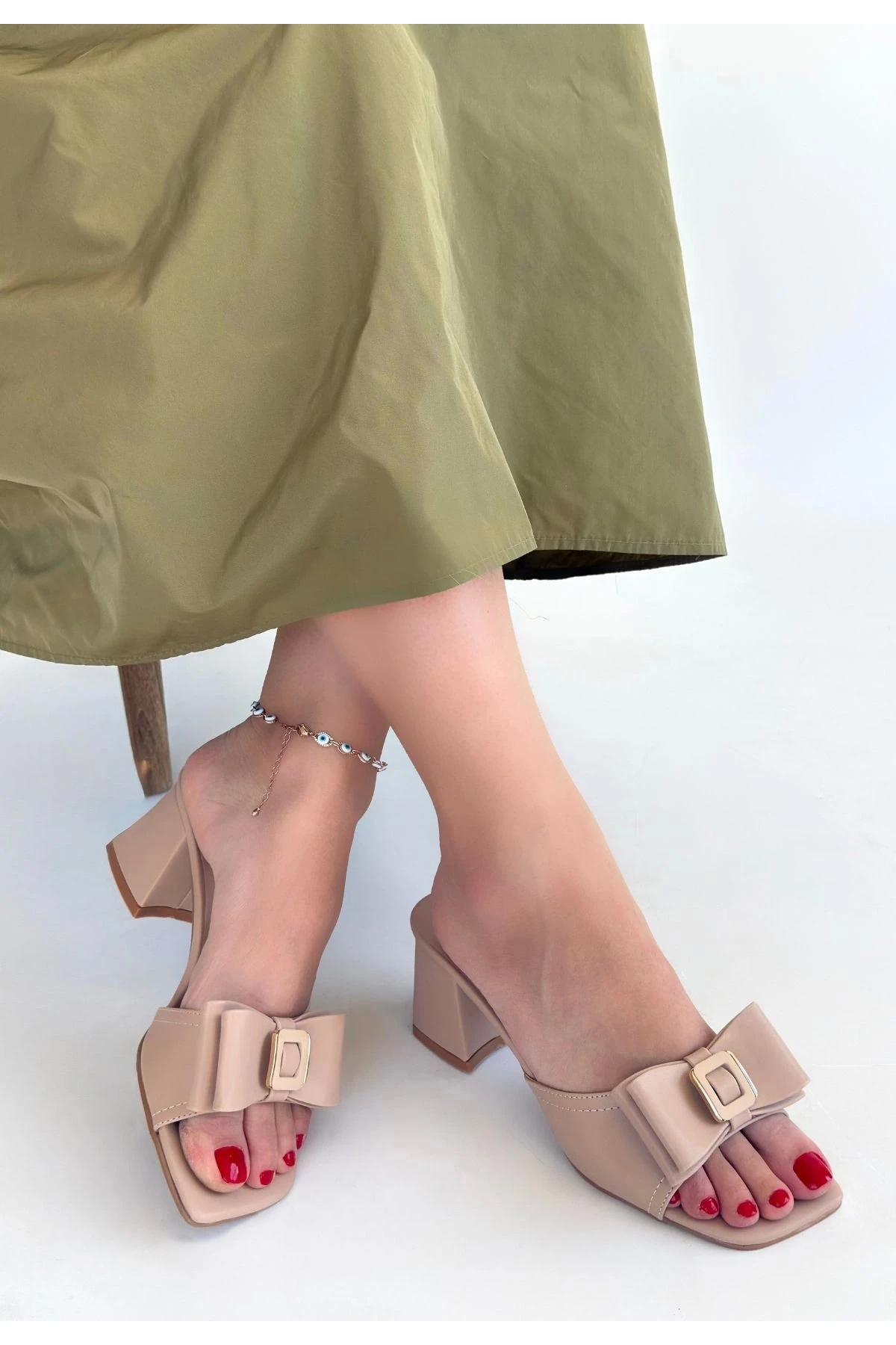 Veor Nude Cilt Topuklu Terlik