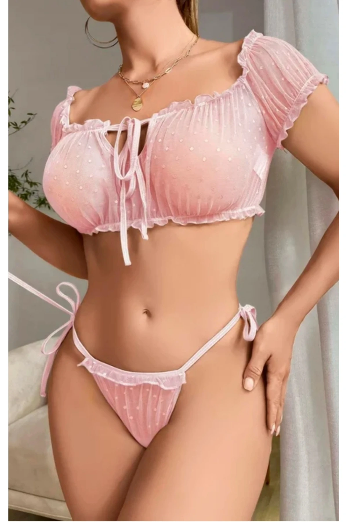 Mulvxbrf Brf02 Kadın Pembe Bustiyer Külot Sexy Kostüm 8013 (Mulvix)