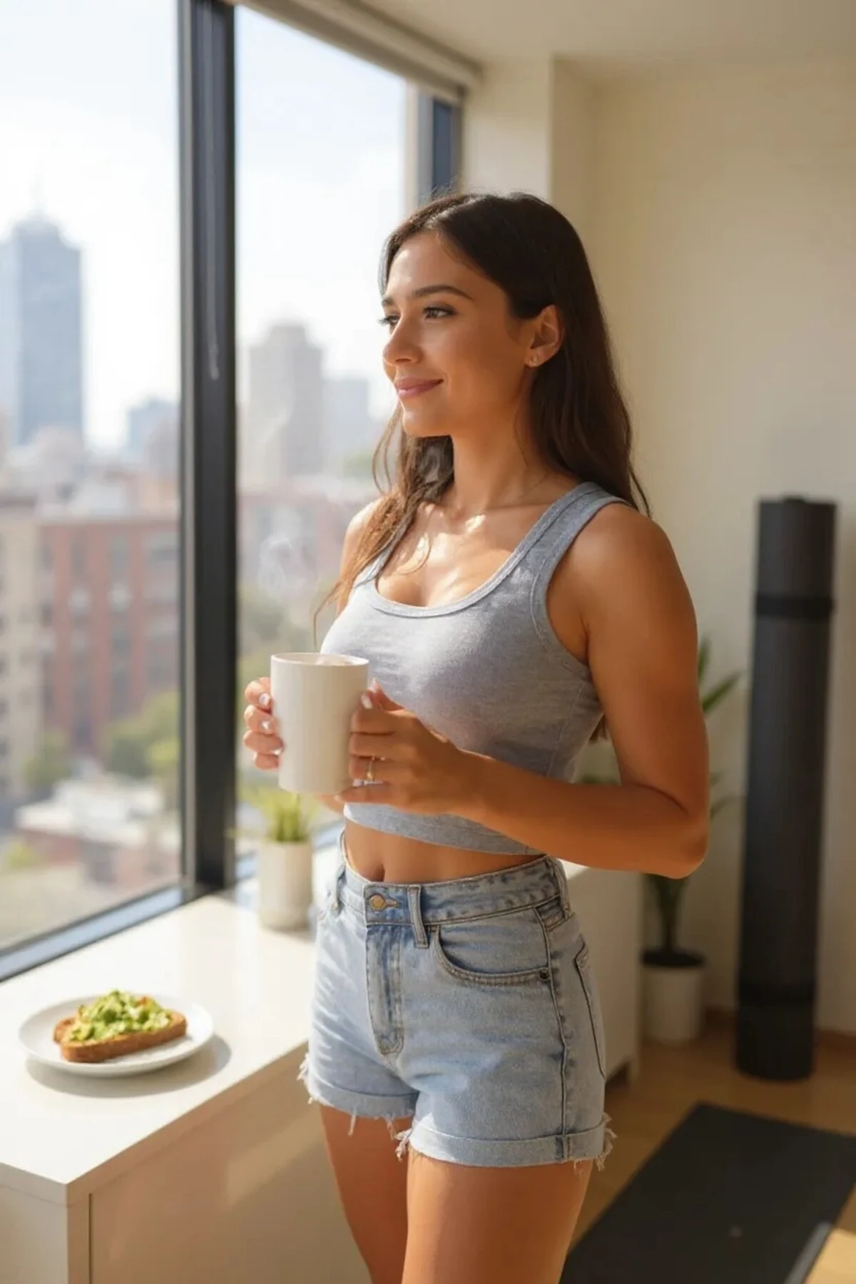 Kadın Gri Kare Yaka Crop Top Bluz – Şık, Rahat ve Kolay Kombinlenebilir