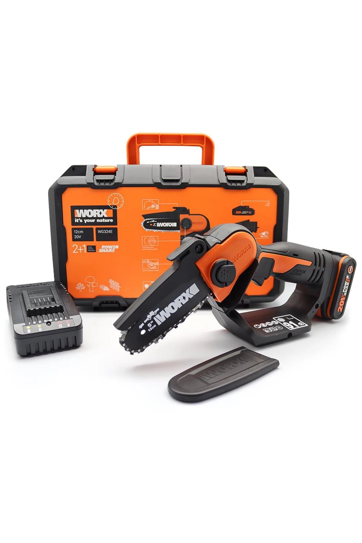 WG324E 20Volt 2.0Ah Li-ion 12CM Profesyonel Şarjlı Zincirli Testere