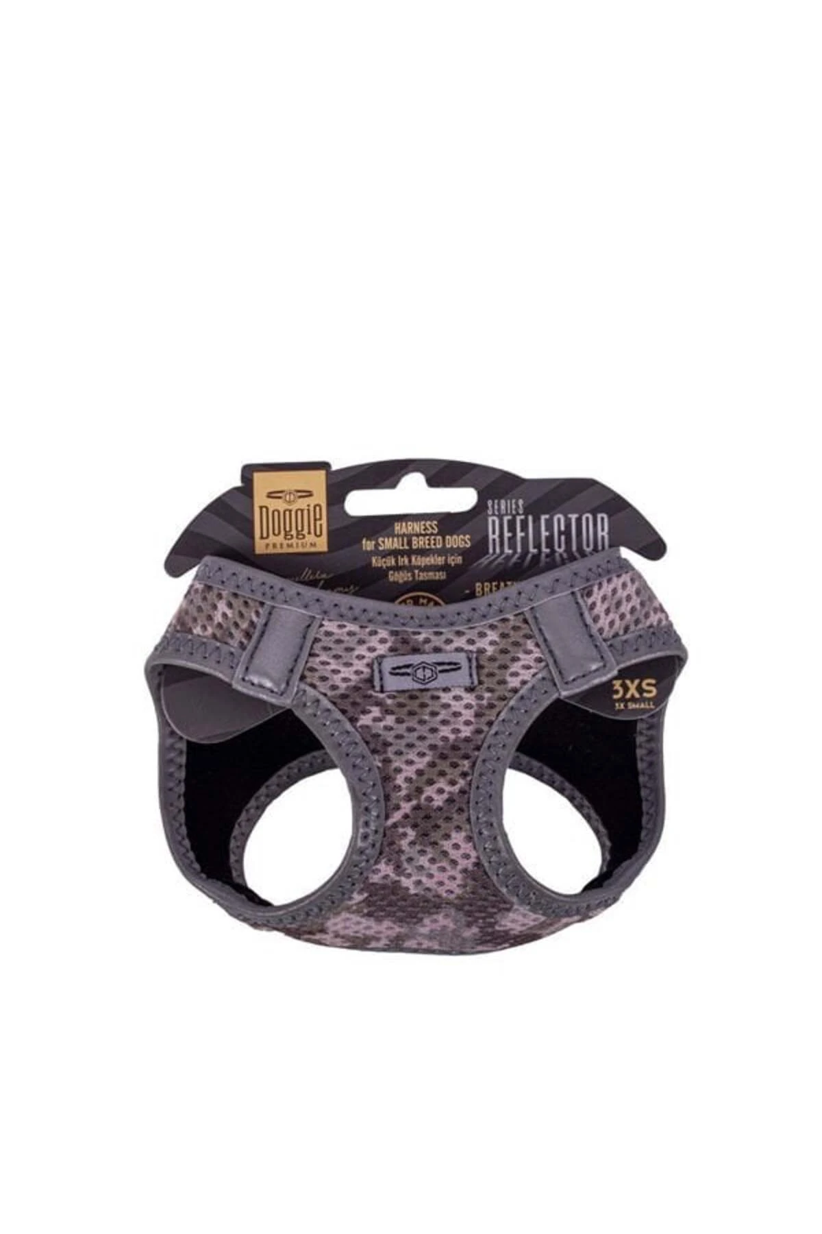 Doggie Havalı Dokuma Reflektör Küçük Irk Köpek Göğüs Tasması Xxxsmall Kamuflaj 22-26 Cm